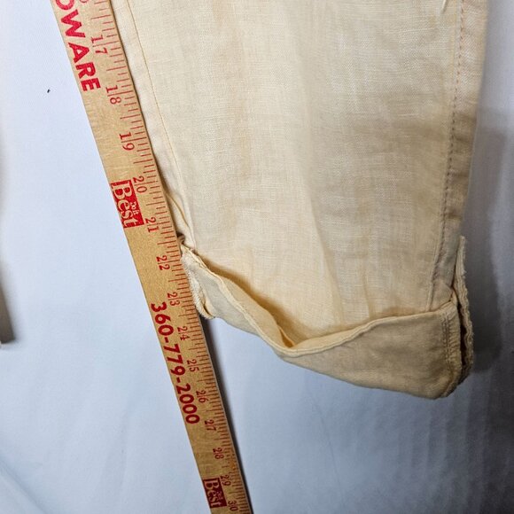 Anthropologie Hei Hei Linen-Blend Wide-Leg Pants Yellow Floral‎ Accents 27 Lace - Picture 8 of 10